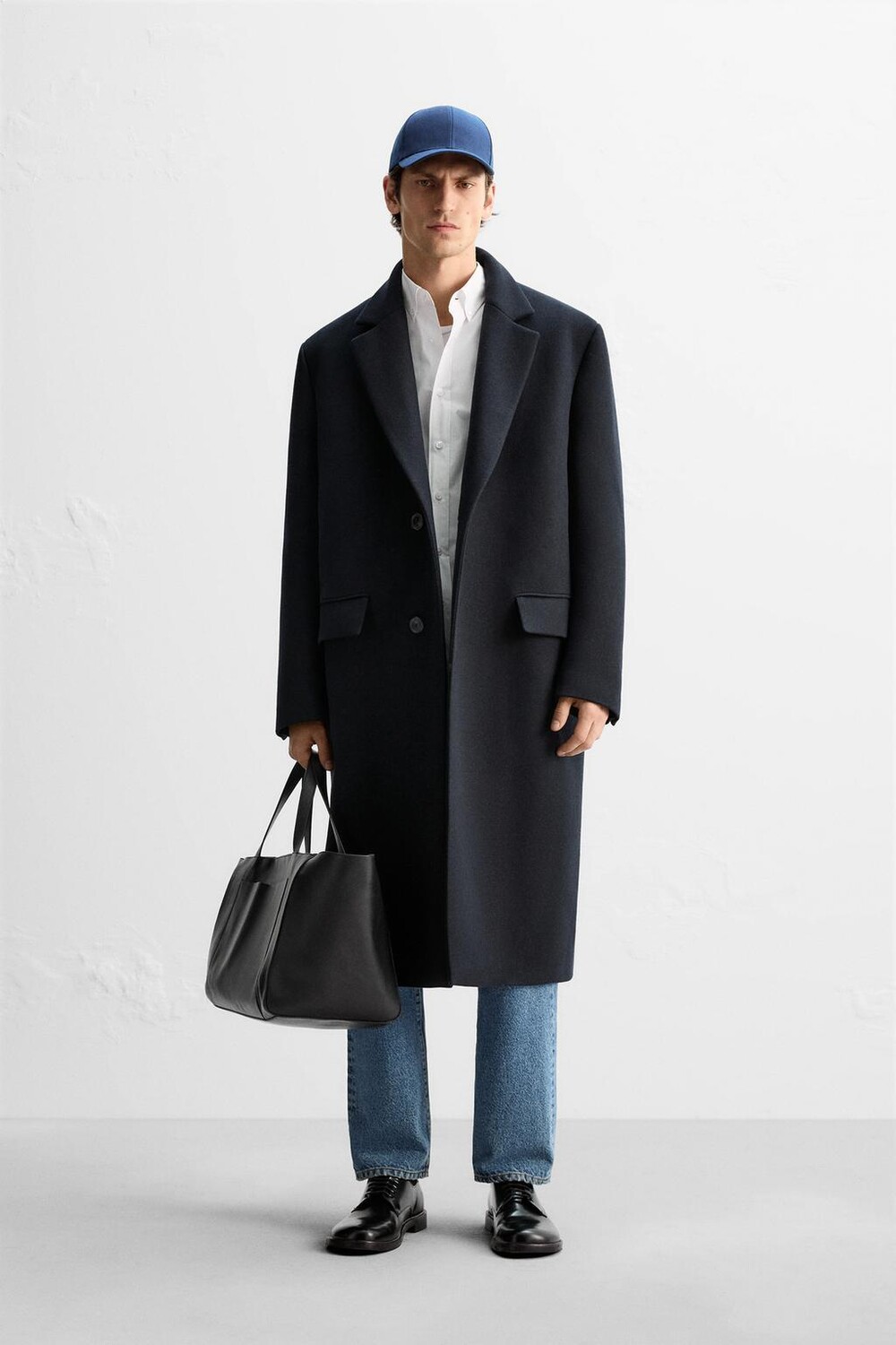 

Пальто оверсайз ZARA, темно-синий
