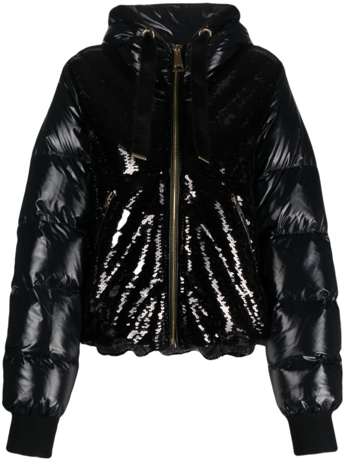 

Khrisjoy куртка Puff Glossy Sequins с капюшоном, черный