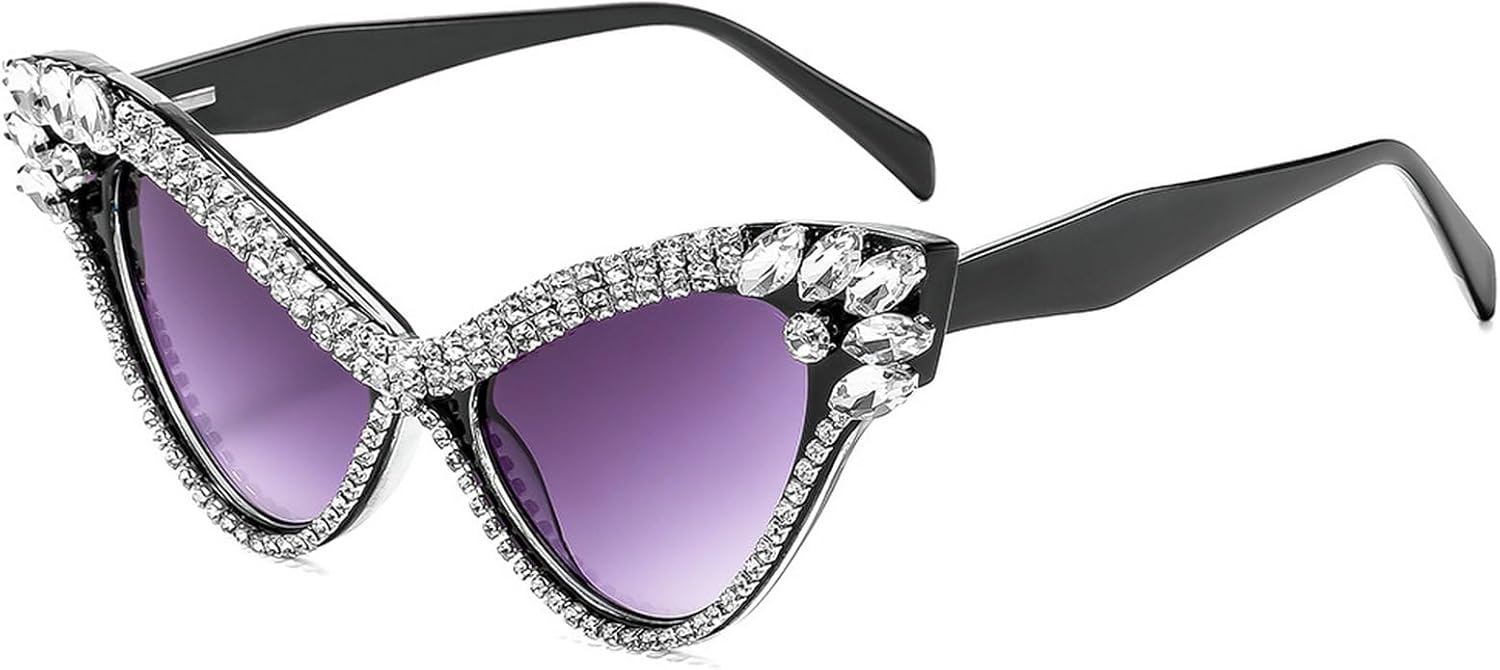 

Винтажные солнцезащитные очки большого размера со стразами для женщин, модель «кошачий глаз», модные ретро-очки в стиле 90-х, с крупной оправой и бриллиантами mincl, C2