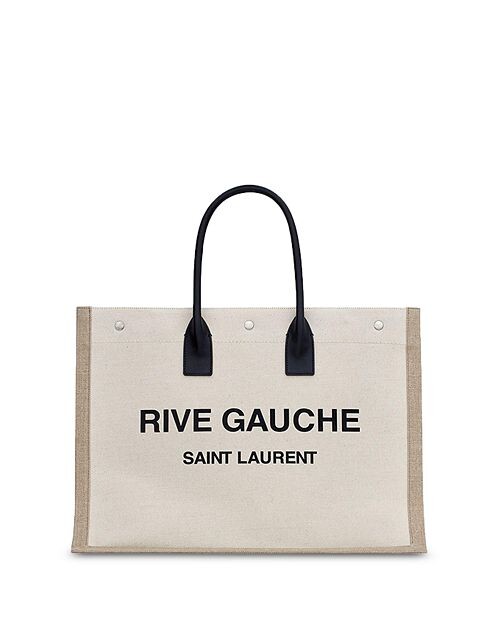 

Большая сумка-тоут из ткани и кожи Rive Gauche Saint Laurent, цвет Tan/Beige