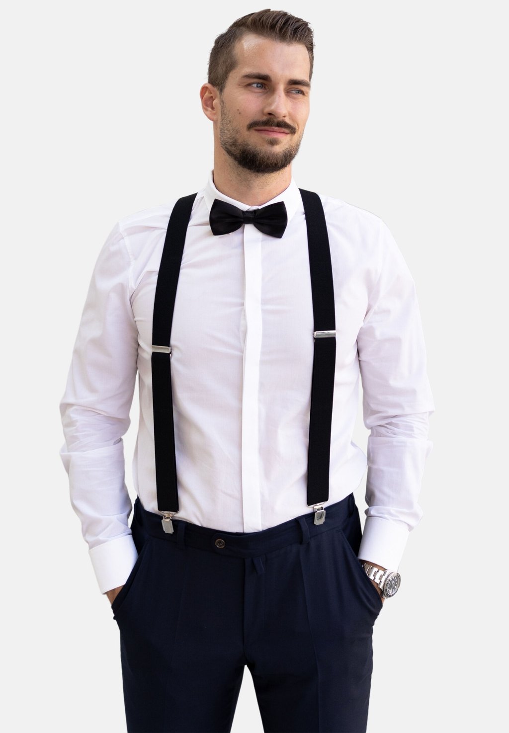 

Галстук-бабочка BREITE TRÄGER IN Y FORM MIT STARKEN CLIPS Massi Morino, черный