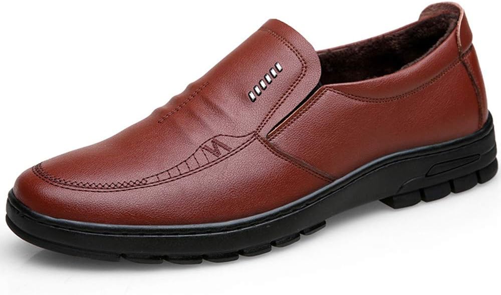 

Мужские классические повседневные минималистичные лоферы из кожи с круглым носком, без шнуровки, носимые, низкие, для бизнеса и повседневной носки Asifn, коричневый