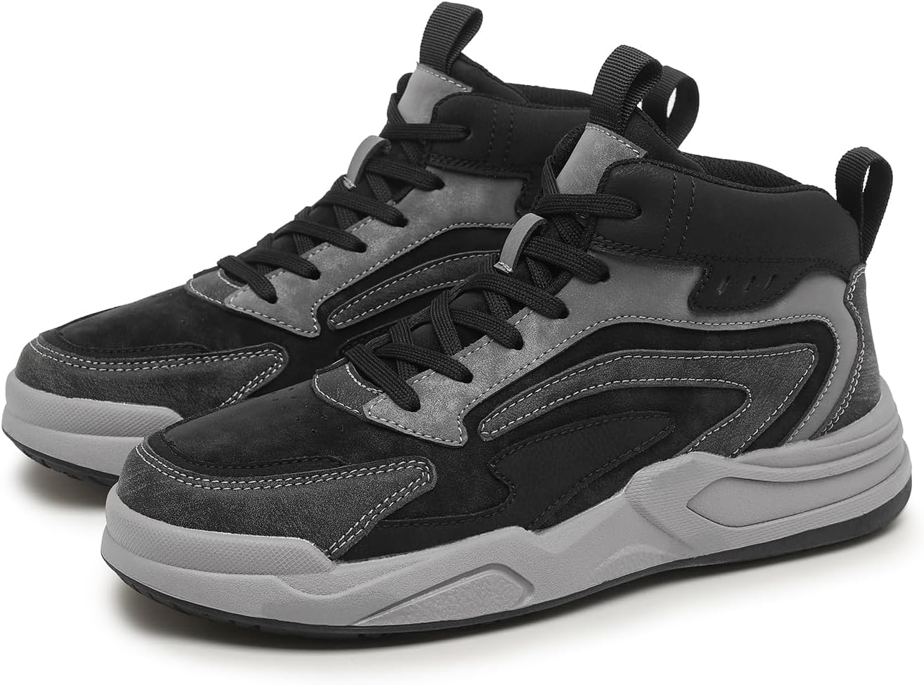 

Мужские осенне-зимние модные кроссовки Oak средней высоты, ретро стиль, повседневные спортивные туфли, модные низкие кеды с толстой подошвой Lhyxu, черный