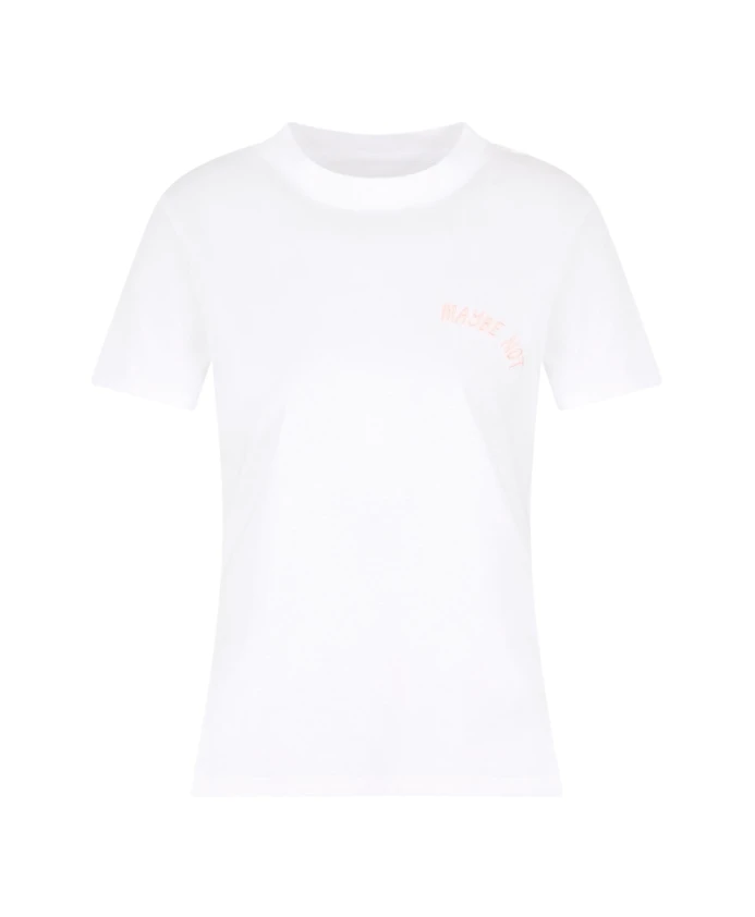 

Белая футболка с вышитым круглым вырезом Armani Exchange, белый