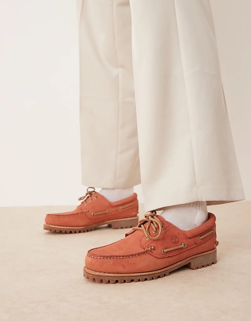 

Туфли-лодочки Timberland Authentic с тремя парами люверсов пастельно-красного цвета