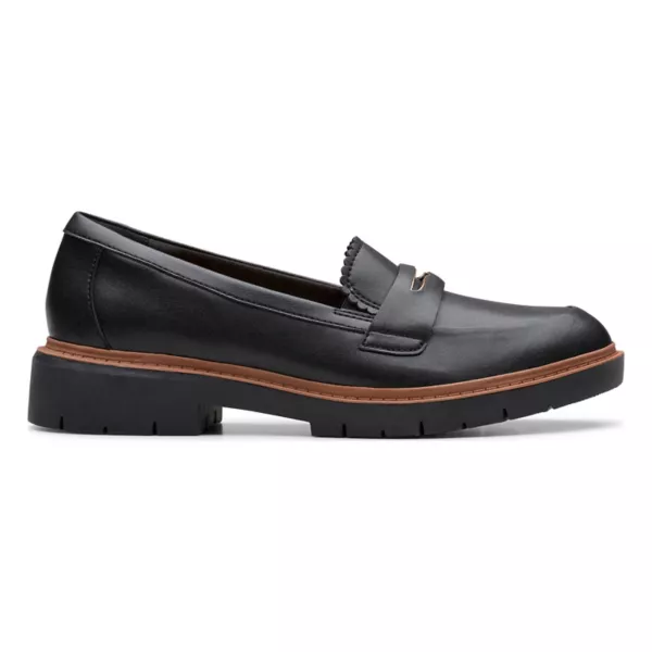 Вестлинн светящиеся женские кожаные лоферы на массивной подошве Clarks, цвет black leather — фото 2