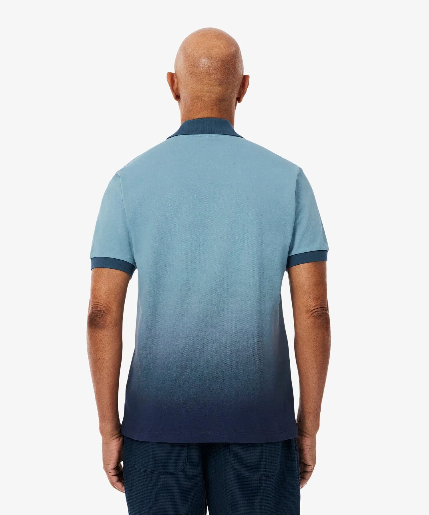 Рубашка-поло Lacoste L.12.12 Градиент, однотонная, синяя — фото 4