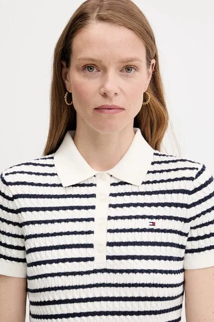 Полочный джемпер хлопковый Tommy Hilfiger, белый — фото 4
