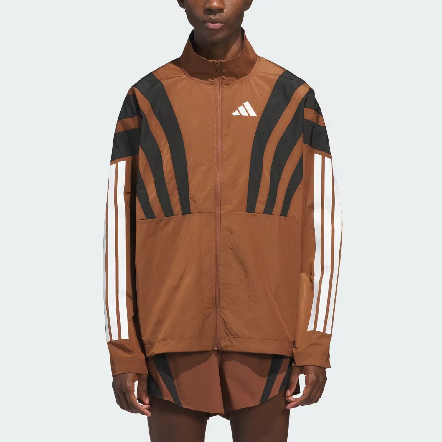 Куртка беговая Unisex Preloved Brown с воротником-стойкой Adidas — фото 4