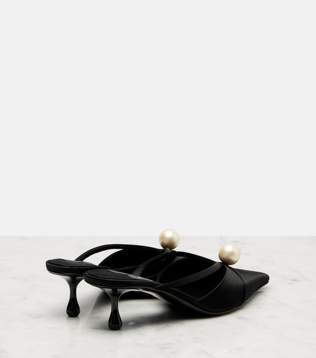 Sana 50 декорированные атласные мюли Jimmy Choo, Black/White — фото 2