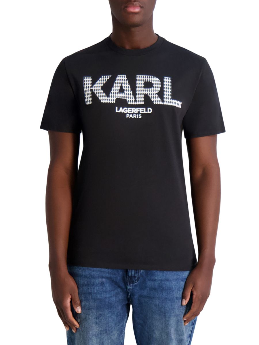 

Хлопковая футболка с логотипом Karl Lagerfeld Paris, черный