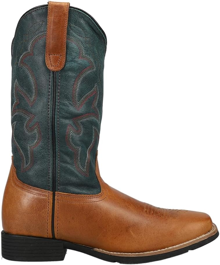 

Мужские повседневные сапоги Roper Monterey с квадратным носком и вышивкой, на средней голени, синие, коричневые