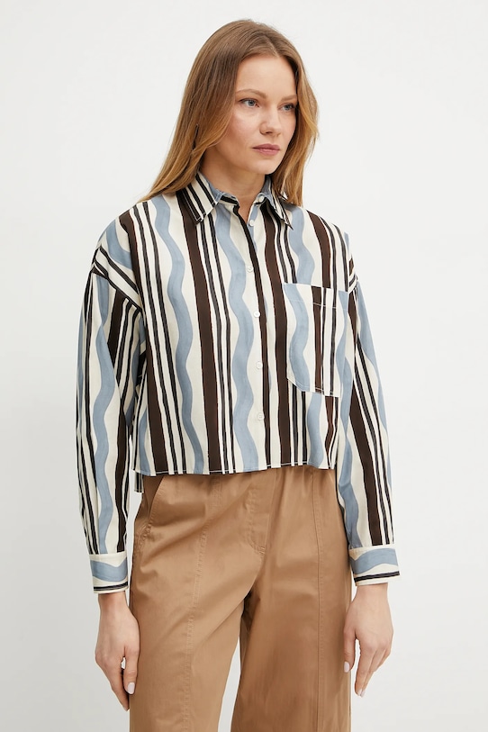 

Хлопковая рубашка Weekend Max Mara, коричневый