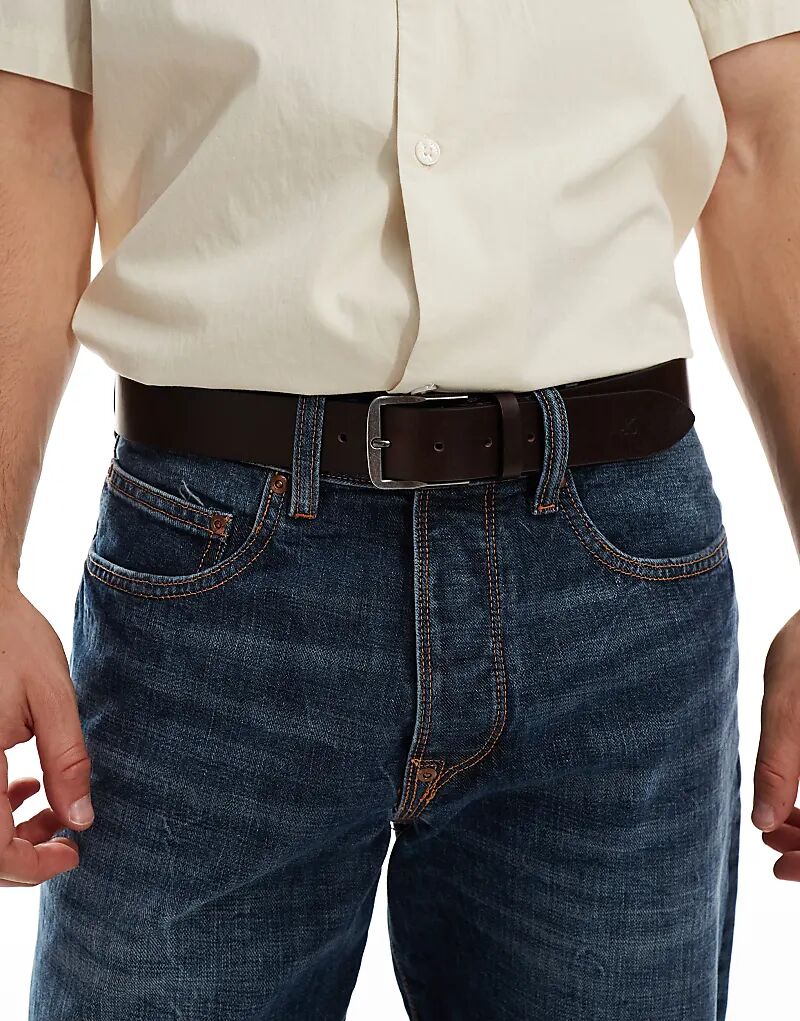 

Классический плоский кожаный ремень темно-коричневого цвета Calvin Klein Jeans