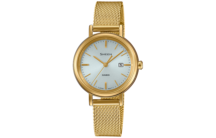 

CASIO Часы Women's SHEEN Silver Watch SHS-D300GM-7A, Silver Dial Gold Strap