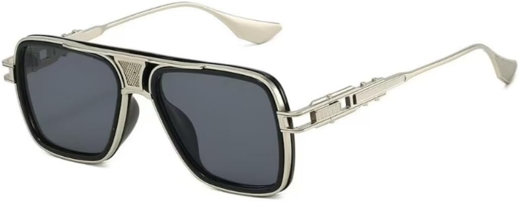 

Роскошные солнцезащитные очки для мужчин в стиле панк, поп-музыка, уличная мода, крутые очки с защитой от УФ-излучения для женщин, металлическая оправа VFDHN, Sliver Gray