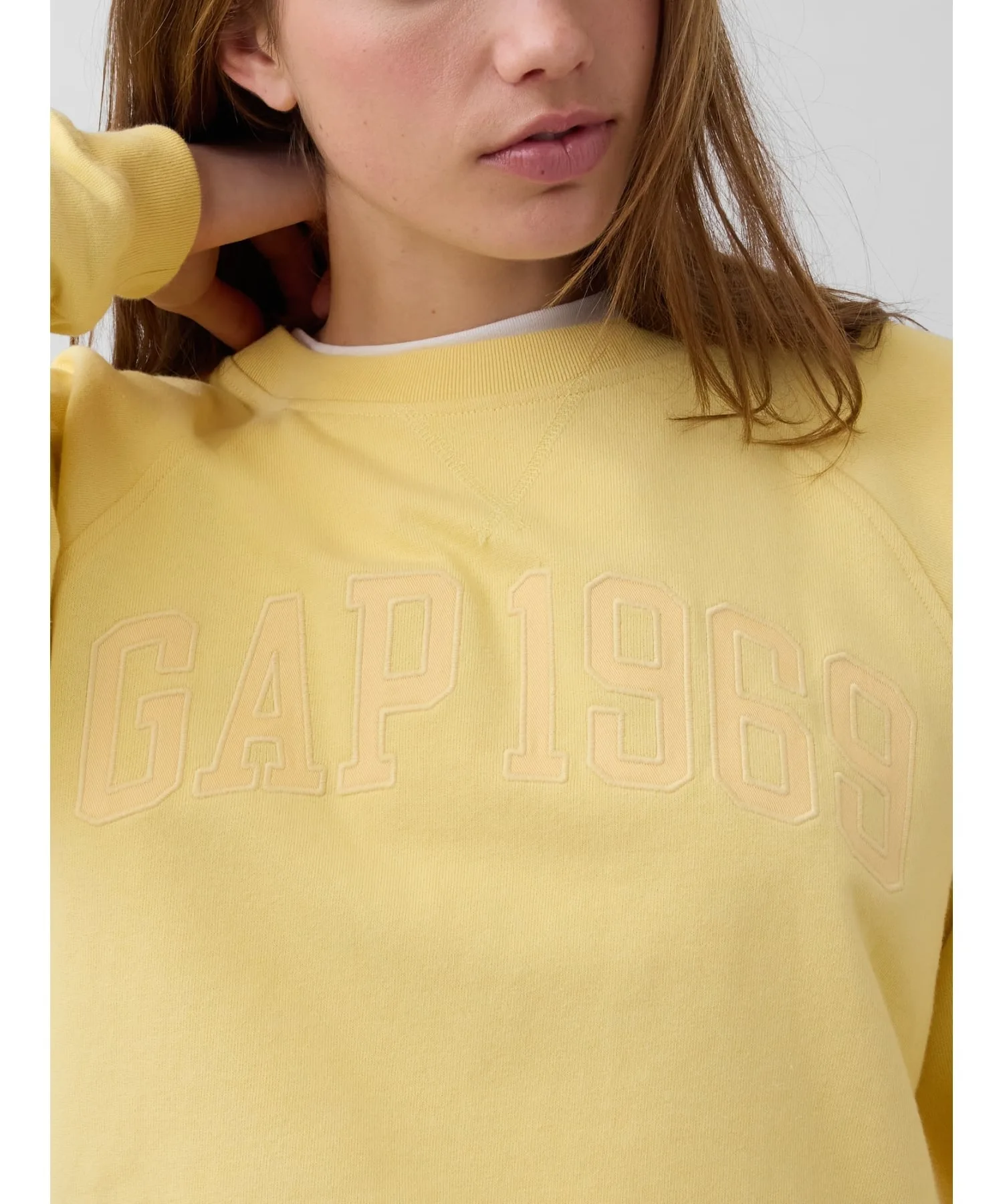 (W) Толстовка с французским махровым трикотажным рукавом и логотипом GAP, HAVANA_YELLOW — фото 3