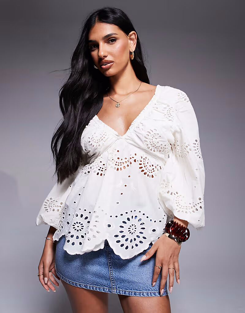 

Блуза River Island с вышивкой в ​​кремовом цвете