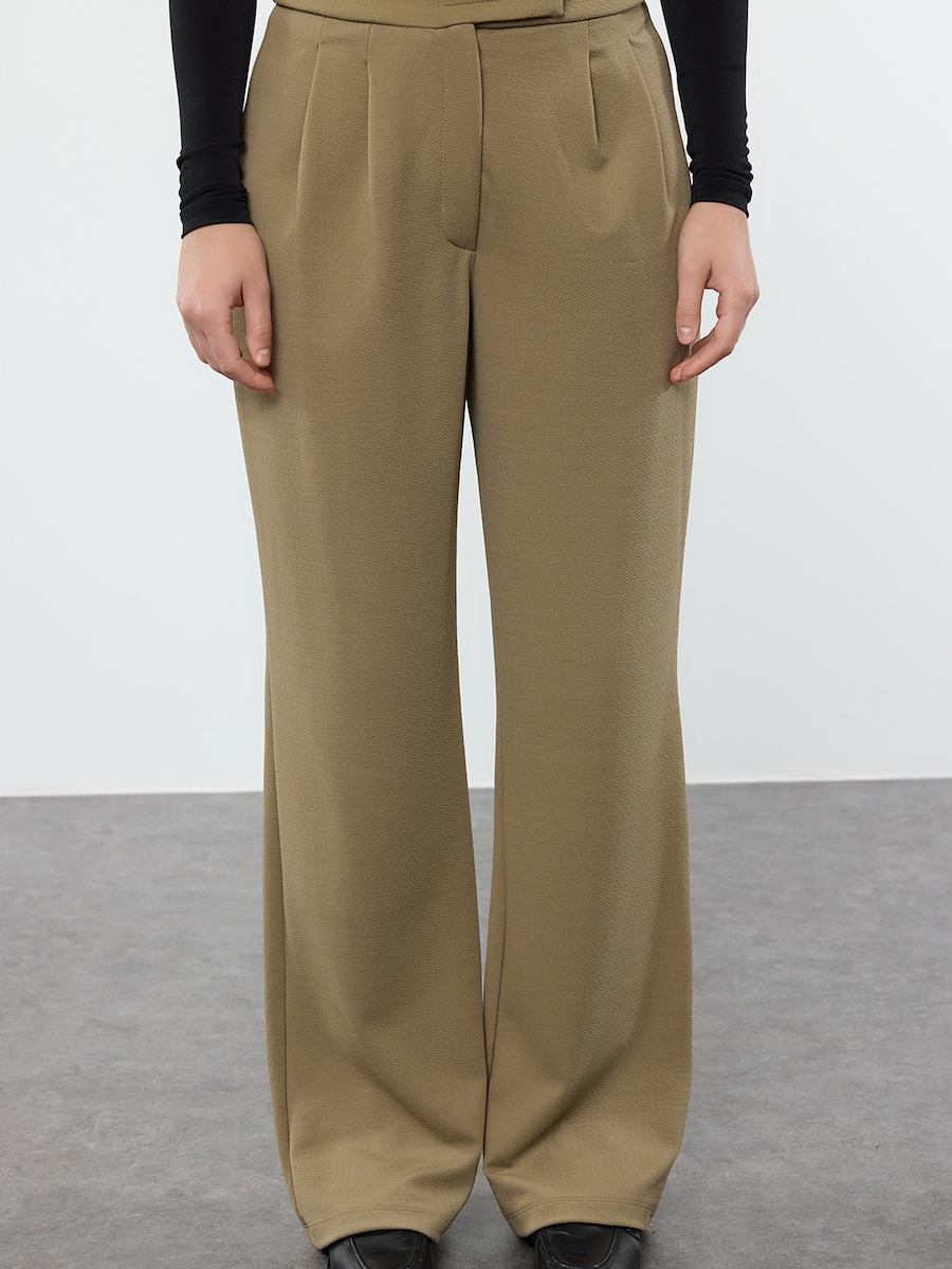 

Широкие брюки со складками спереди Trendyol, хаки