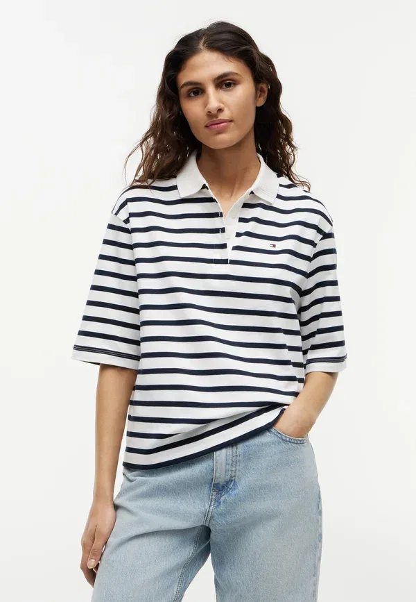 Футболка Tommy Hilfiger Interlock print, цвет экрю/темно-синий