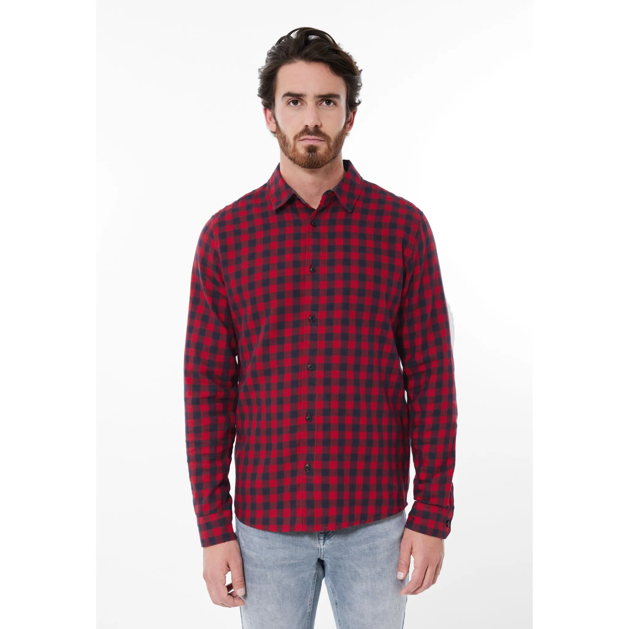 

Рубашка в клетку STREET ONE MEN из чистого хлопка, красный