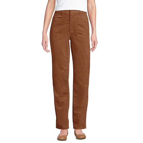 

Женские брюки прямого кроя с высокой талией из вельвета, tall plus size Lands' End, Maple Toffee