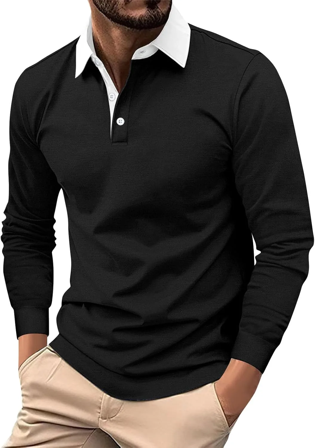 

Мужская поло с длинным рукавом Casual Slim Fit из хлопка Kenvina