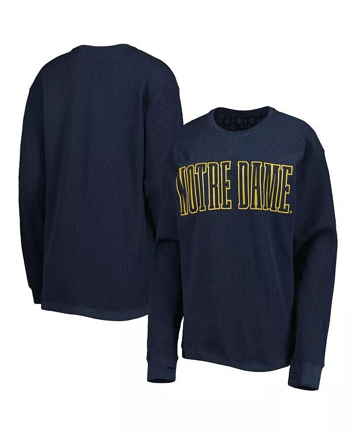 

Женская темно-синяя футболка Notre Dame Fighting Irish Surf размера плюс Southlawn вафельной вязки термостойкая футболка с длинными рукавами и длинными рукавами Pressbox