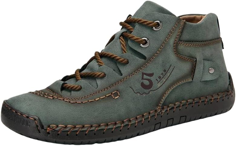 

Мужские повседневные кожаные ботинки-чанка на щиколотку, слипоны, легкие лоферы средней высоты для прогулок и вождения, доступны варианты с мехом и без меха Hhhchpm, зеленый