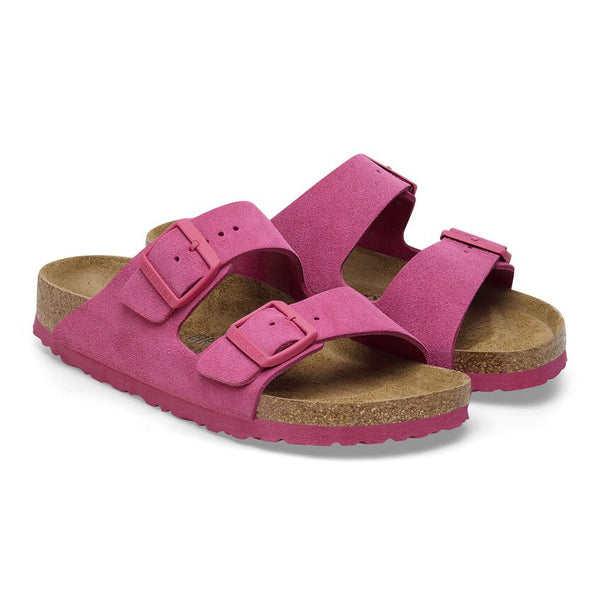 Тапочки arizona suede leather sandals 'fuchsia tulip' Birkenstock, розовый — фото 2