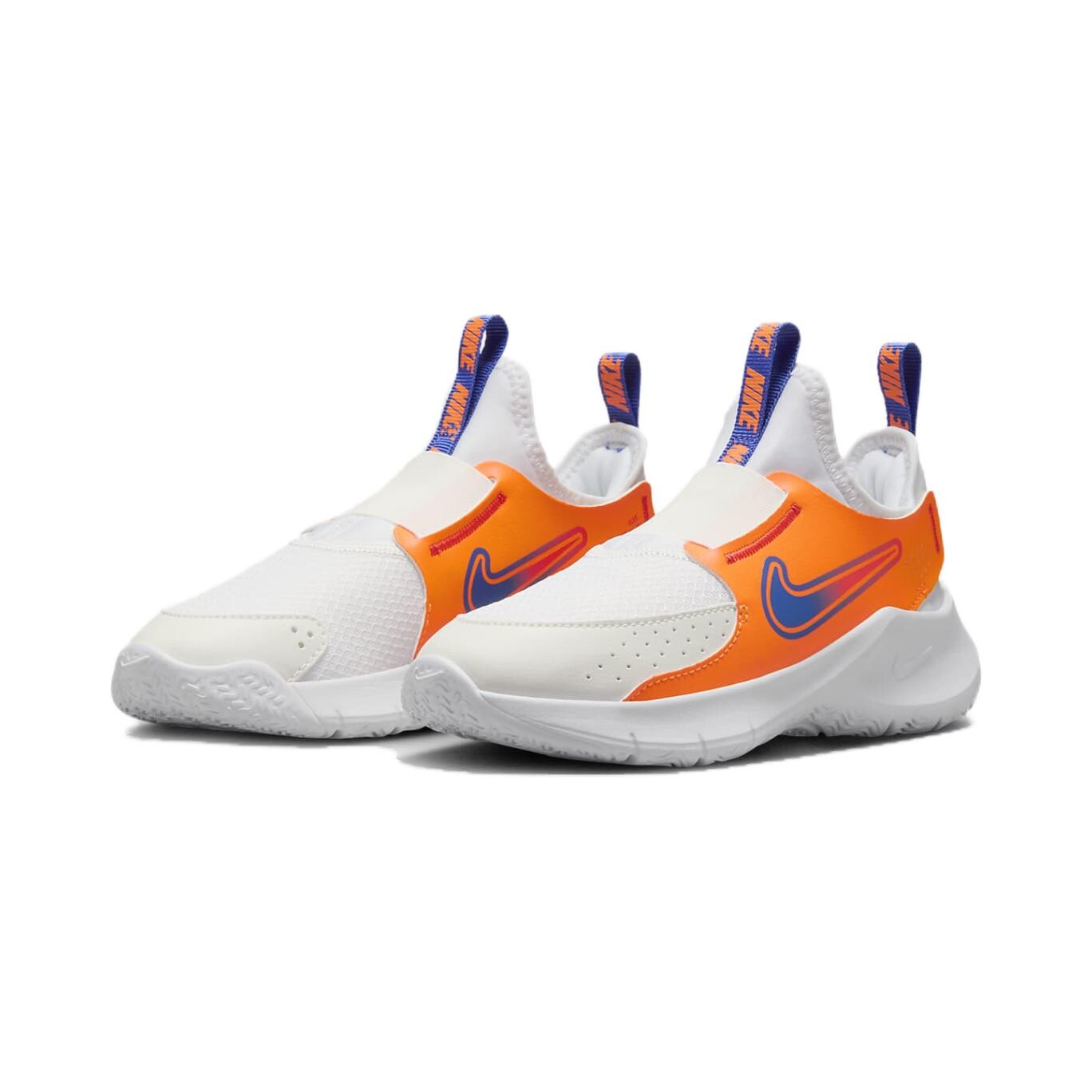 Кроссовки Flex Runner 3 Kids PS Low-top белые/полностью оранжевые/командно-оранжевые/астрономически-синие Nike, белый/оранжевый/оранжевый/синий — фото 3
