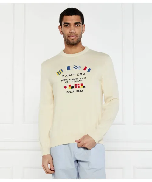 

Свитер с морскими флагами Regular fit Gant, белый