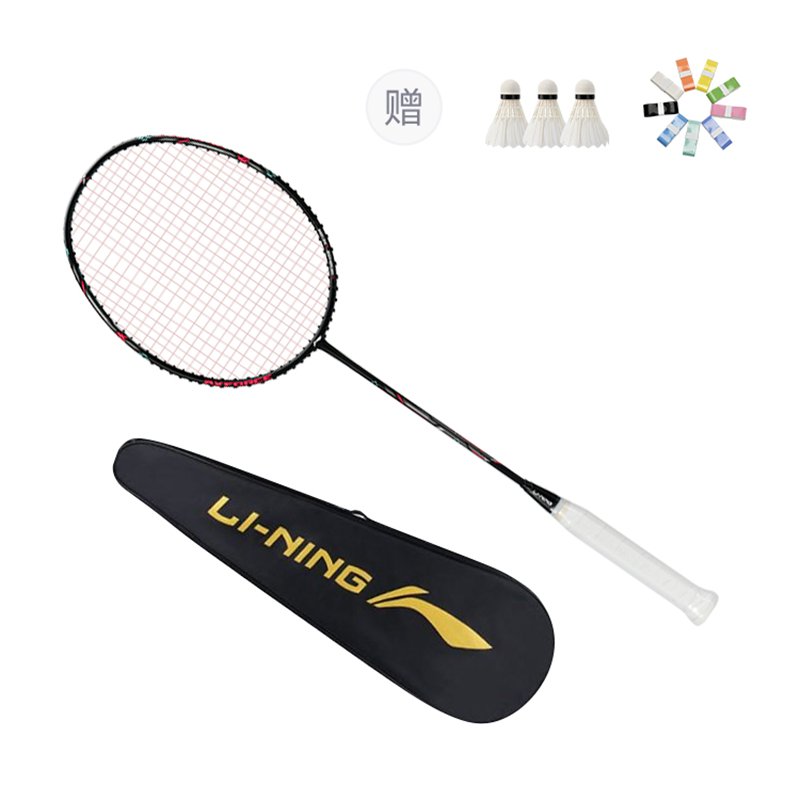 

LINING Thunderbolt Cannonball ракетка для бадминтона full carbon, наступательная, жесткая головка, начальный уровень, унисекс, одиночная ручка, black