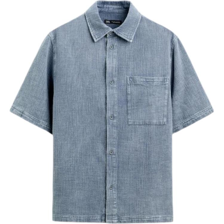 

Рубашка мужская синяя Zara, синий