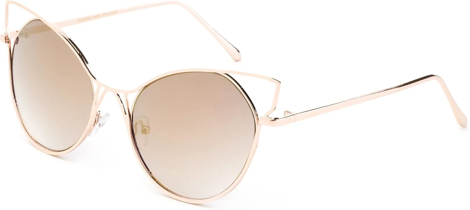 

Newbee Fashion - Современные геометрические солнцезащитные очки-«кошачий глаз» с линзами в форме «кошачий глаз» для женщин Newbee Fashion Sunglasses, Gold/Brown