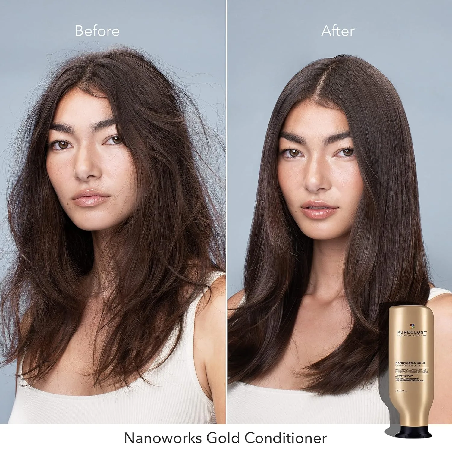 Кондиционер Pureology Nanoworks Gold - для очень сухих и окрашенных волос, восстанавливает и укрепляет волосы, не содержит сульфатов и подходит для веганов. 266 мл (.), Gold — фото 3
