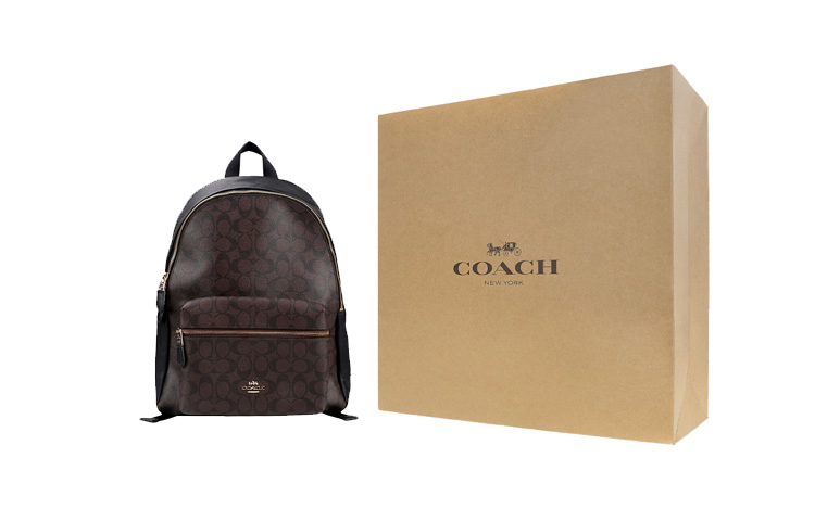 

COACH Шарли холщовый рюкзак большой размер женский тёмно-коричневый