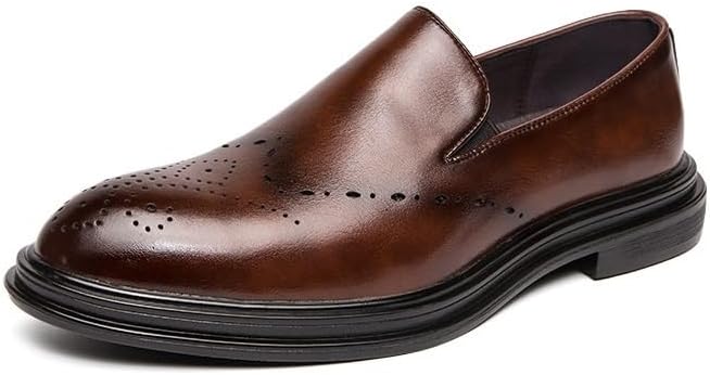 

Мужские классические оксфорды, кожаные лоферы без шнурков, подходят для официальной работы, свадеб и повседневной носки Zestrelax, коричневый
