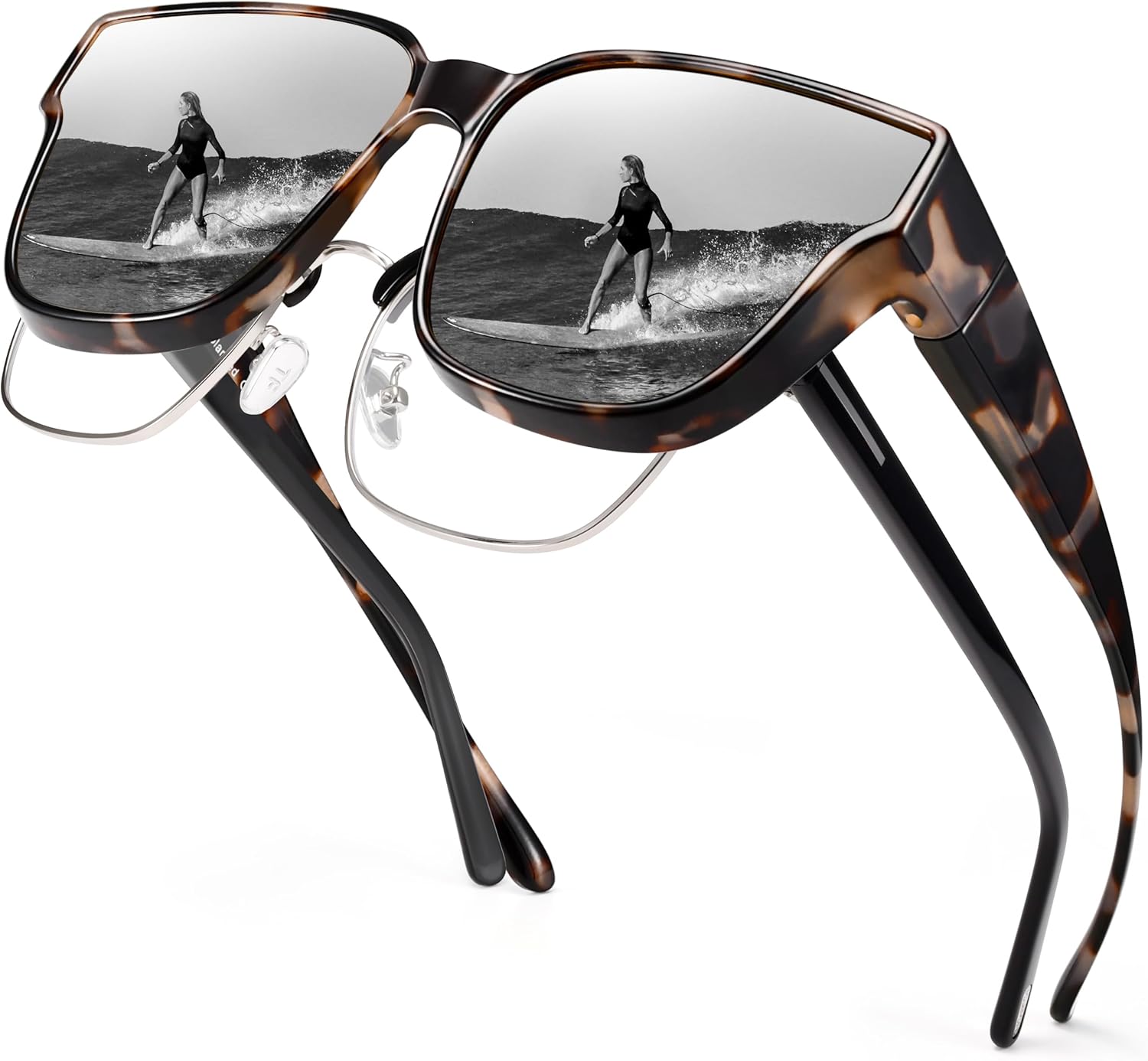 

Поляризованные солнцезащитные очки URUMQI, надеваемые поверх обычных очков, для женщин, защита UV400, модные квадратные солнцезащитные очки для женщин и мужчин, A03 Glossy Beige Tortoise Frame/Grey Lens