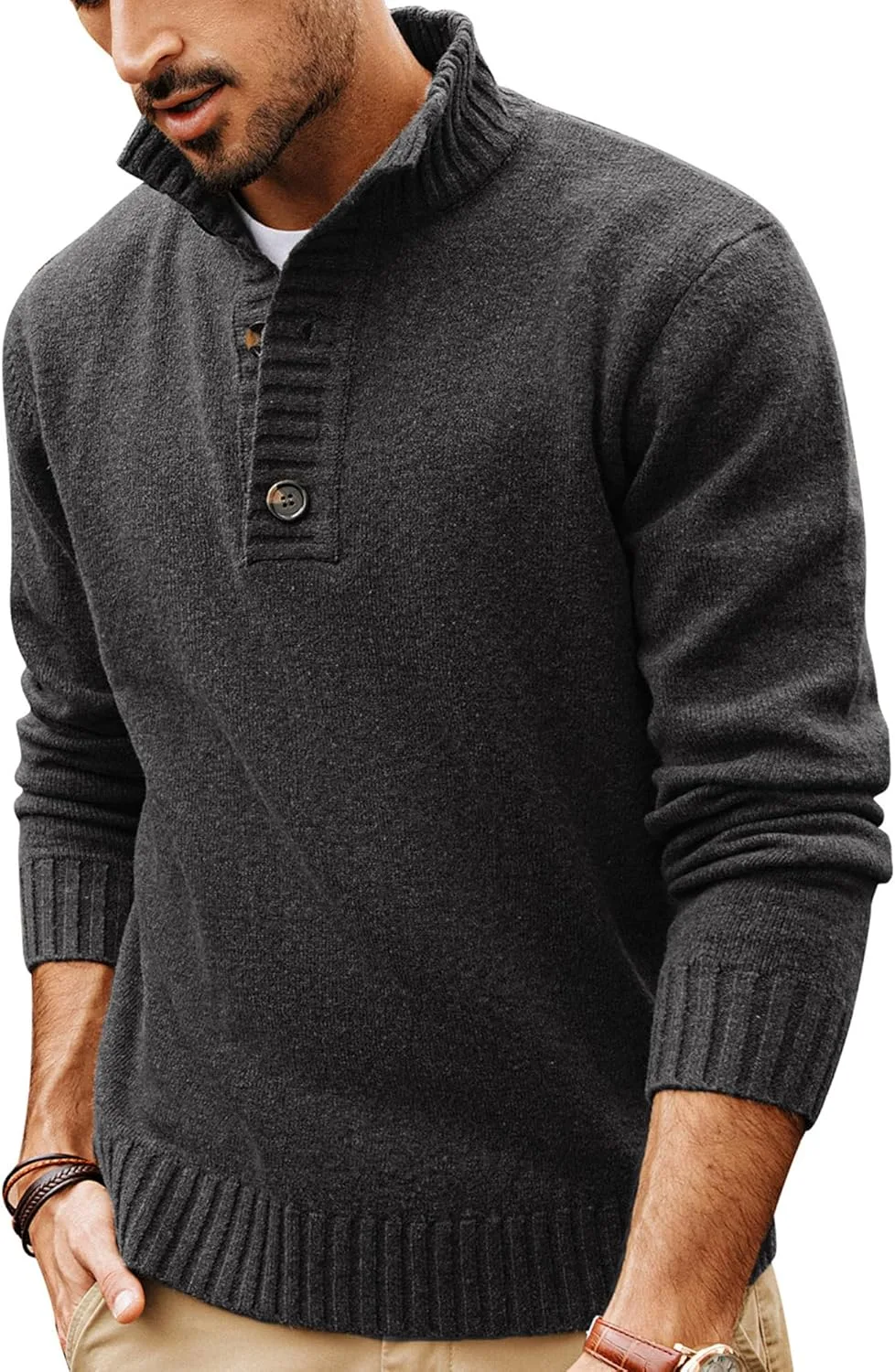 

PJ PAUL JONES мужской пуловер с воротником стойкой и четвертной застежкой