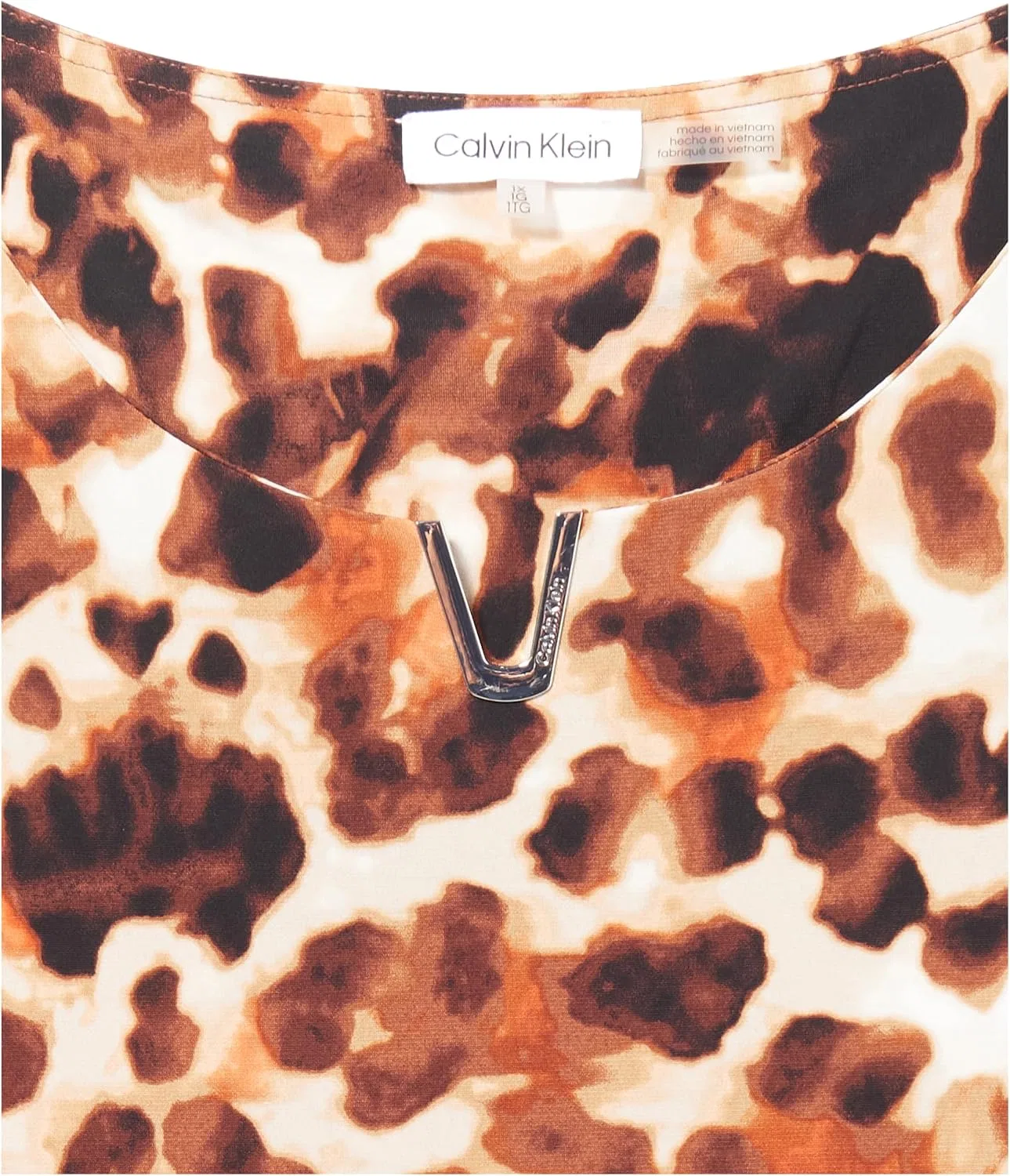 Блуза трикотажная с длинным рукавом 3/4, Calvin Klein, терра мульти — фото 2