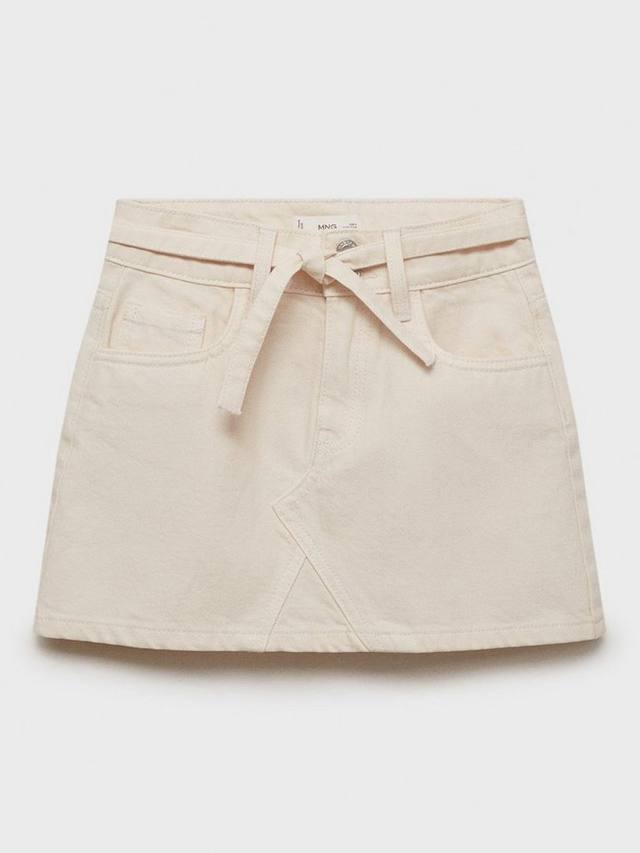 

Детская юбка-трапеция Blanca из хлопка с завязкой на талии Mango, Natural White