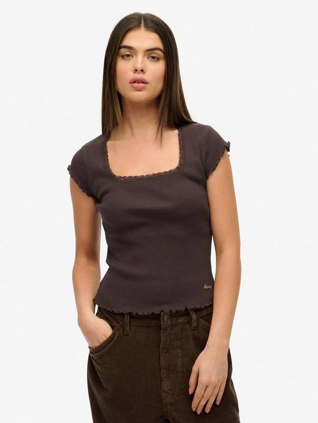 

Футболка с квадратным вырезом Essential Superdry, Dark Brown