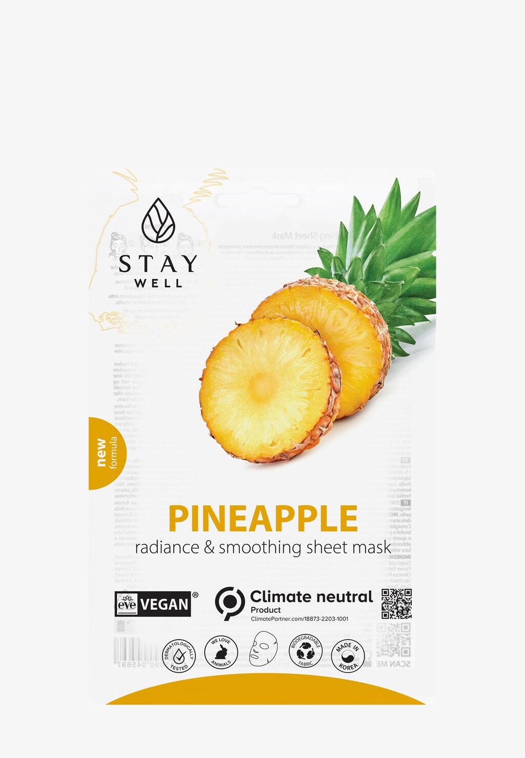 

Маска для лица Stay Well Vegan Sheet Mask STAY Well, цвет pineapple