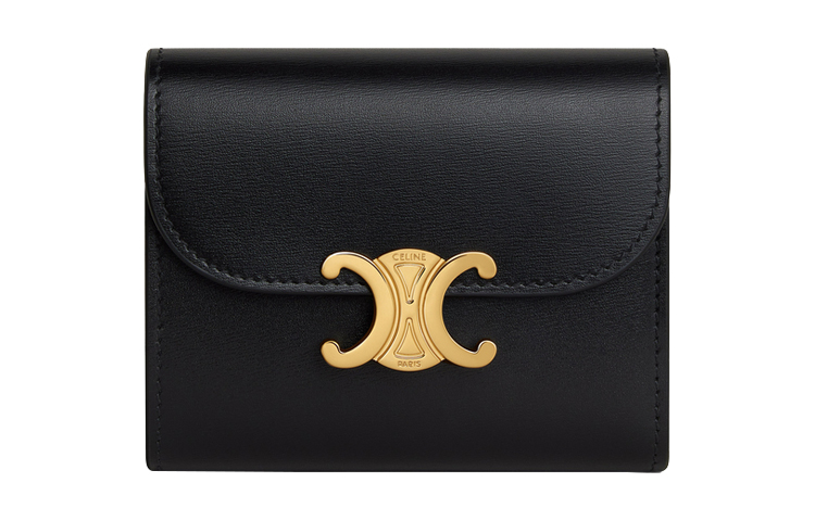 

CELINE Кошелёк Triomphe из телячьей кожи малый размер женский чёрный