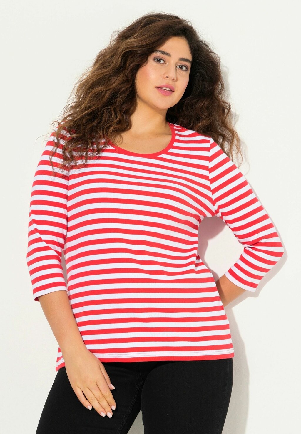 

Топ с длинными рукавами STRIPED 3/4 SLEEVE TEE Ulla Popken, розовый