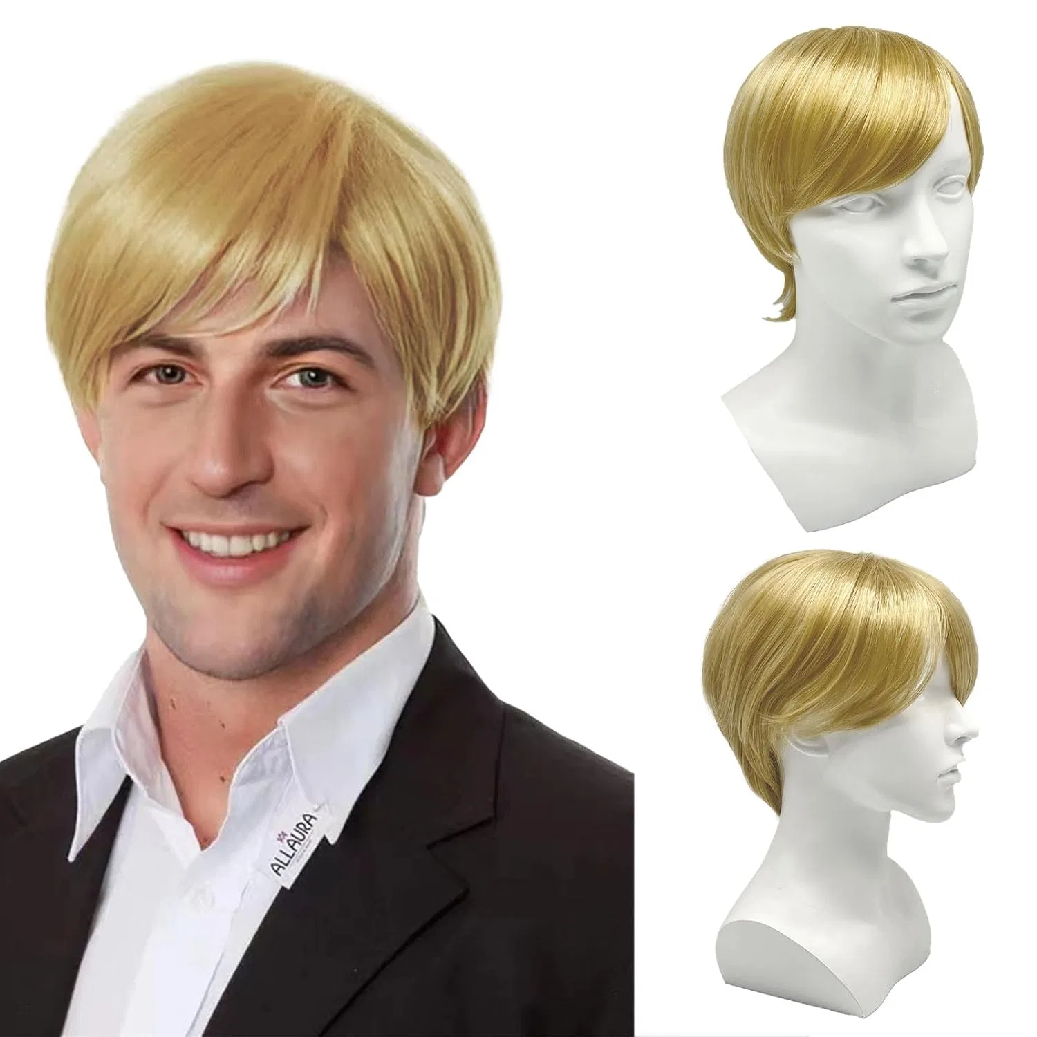 Мужской парик UILYNIU блонд, короткий, с челкой Uilyniu, Blond
