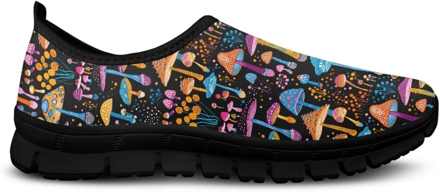 

Кеды-слипоны Binienty для женщин и мужчин с художественным принтом, удобные для путешествий, с круглым носком, плоской подошвой, обувь для медсестер, Cartoon Mushroom