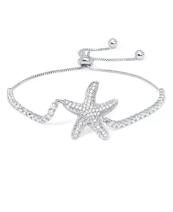 

Серебряный регулируемый браслет-боло с кубическим цирконием и морской звездой Macy'S, silver