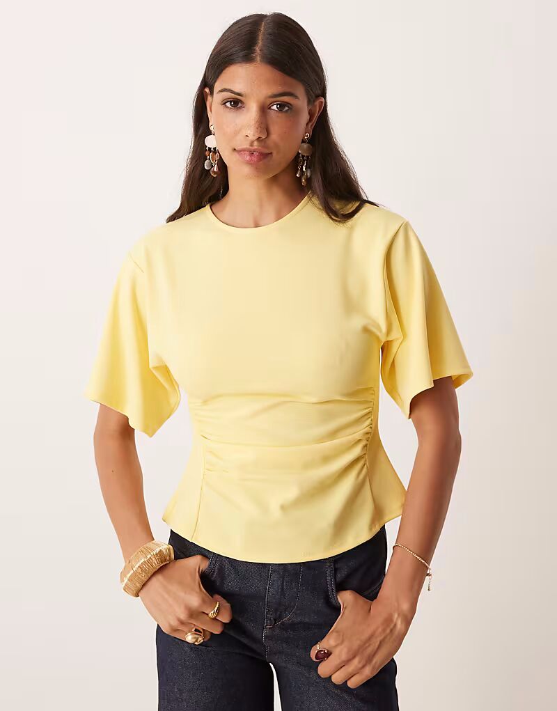 

Топ с завышенной талией, желтый, из ткани в стиле «скуба» Asos Design